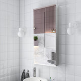 WELLFOR DH 15-in x 36-in Surface/Recessed Mount Satin Aluminum Mirrored Soft Close Medicine Cabinet