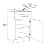 Washington 18 in. W x 24 in. D x 34.5 in. H Vessel Blue Plywood Shaker Assembled Base Kitchen Cabinet Right Spice Tray