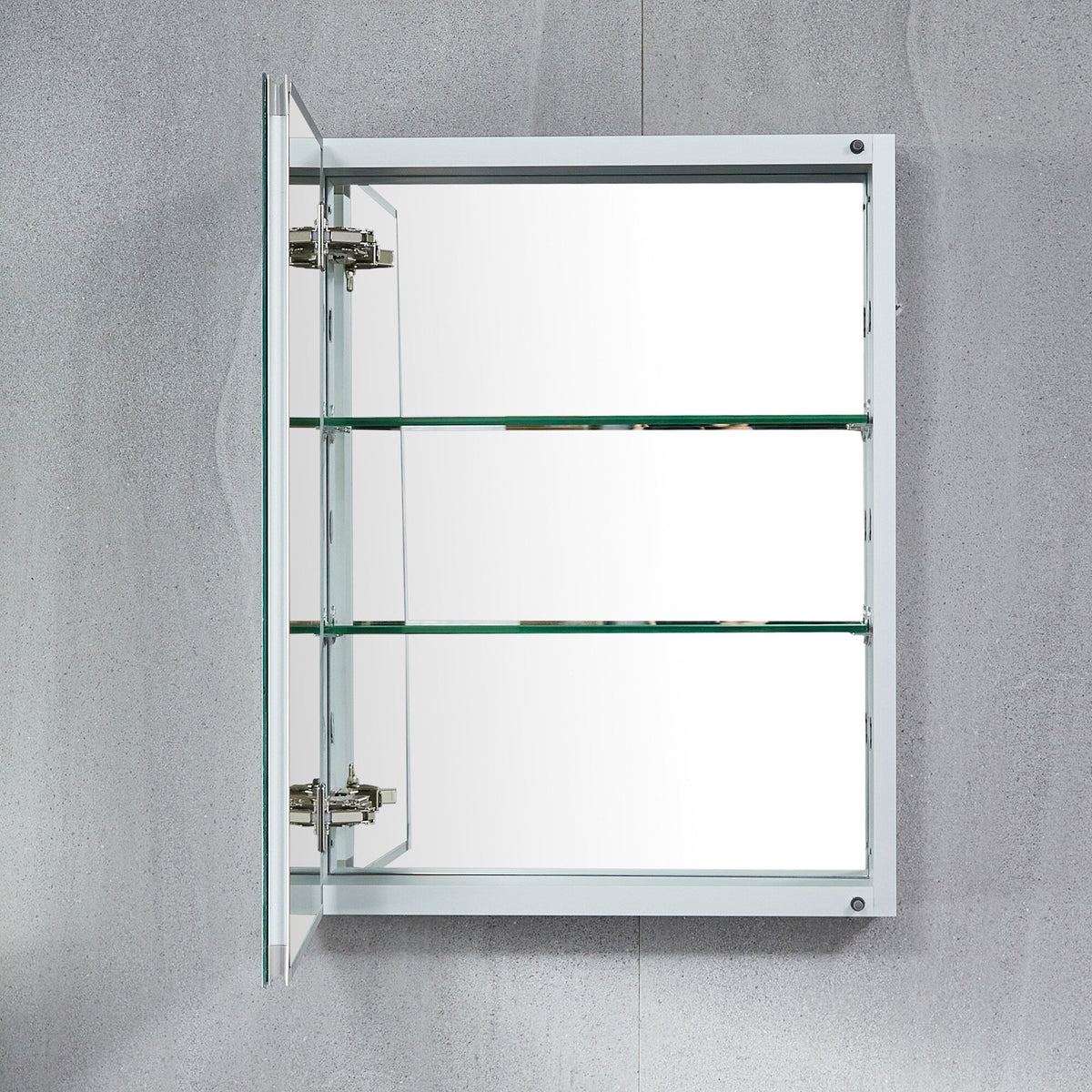 WELLFOR DH 16-in x 20-in Surface/Recessed Mount Satin Aluminum Mirrored Soft Close Medicine Cabinet