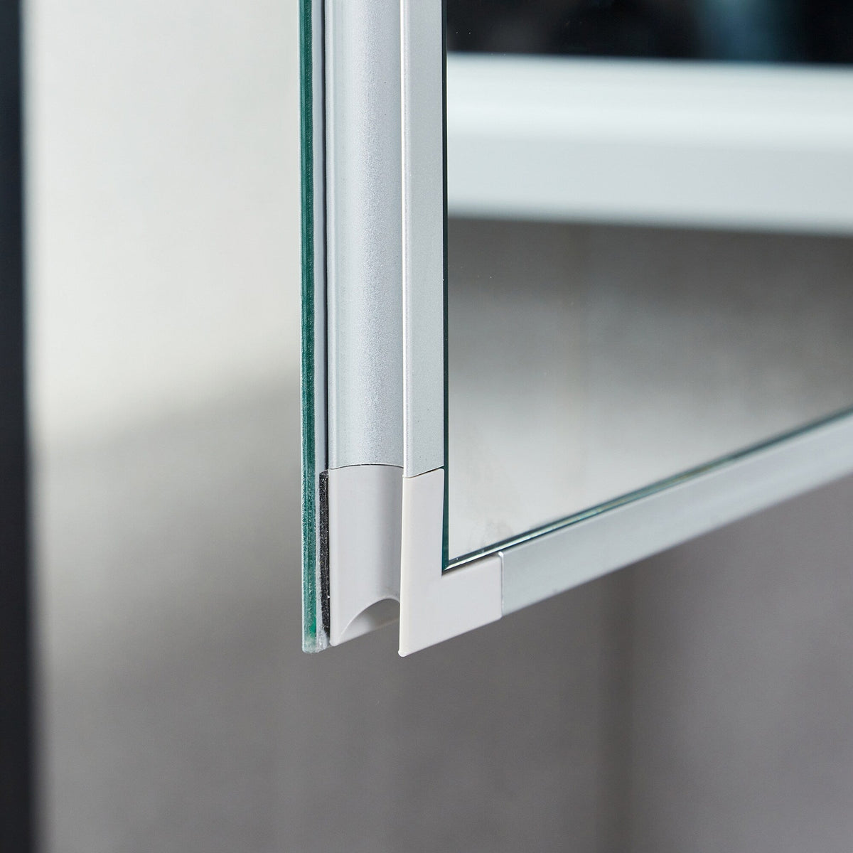 WELLFOR DH 16-in x 20-in Surface/Recessed Mount Satin Aluminum Mirrored Soft Close Medicine Cabinet