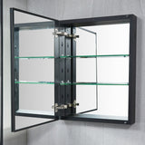 WELLFOR KAIF 16-in x 20-in Surface/Recessed Mount Black Mirrored Soft Close Medicine Cabinet