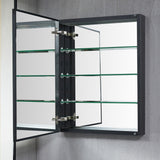 WELLFOR KAIF 19-in x 30-in Surface/Recessed Mount Black Mirrored Soft Close Medicine Cabinet