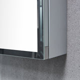 WELLFOR DH 23-in x 30-in Surface/Recessed Mount Satin Aluminum Mirrored Soft Close Medicine Cabinet