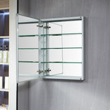 WELLFOR DH 23-in x 30-in Surface/Recessed Mount Satin Aluminum Mirrored Soft Close Medicine Cabinet