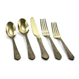 Zambezi 5-Piece Gold Hammer Texture Stainless Steel Flatware Set (Service for 1)