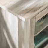58 in. Wood Media TV Stand Console with Fireplace - Grey Wash - Super Arbor