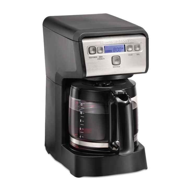 Compact 12-Cup Black Programmable Drip Coffee Maker