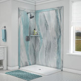 Elegance 36 in. x 48 in. x 80 in. 7-Piece Easy Up Adhesive Corner Shower Wall Surround in Triton - Super Arbor