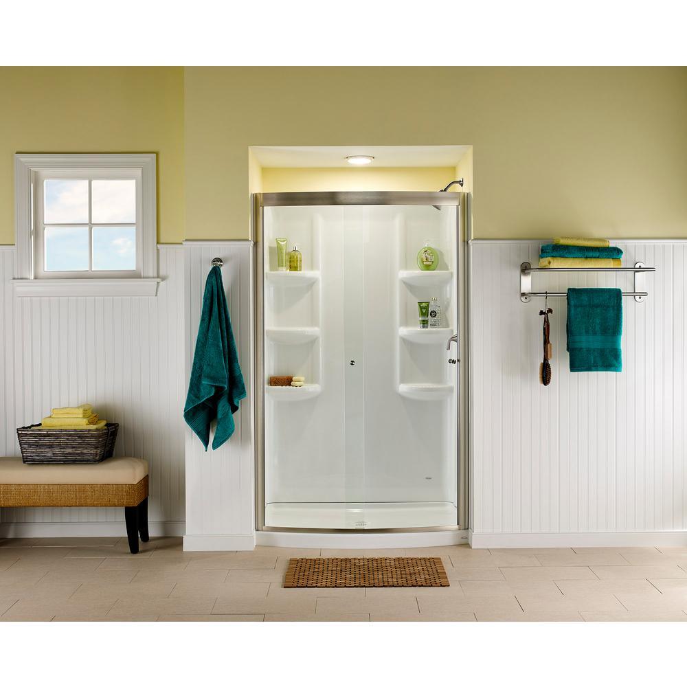Ovation Curve 30 in. x 48 in. Single Threshold Shower Base in Arctic White - Super Arbor