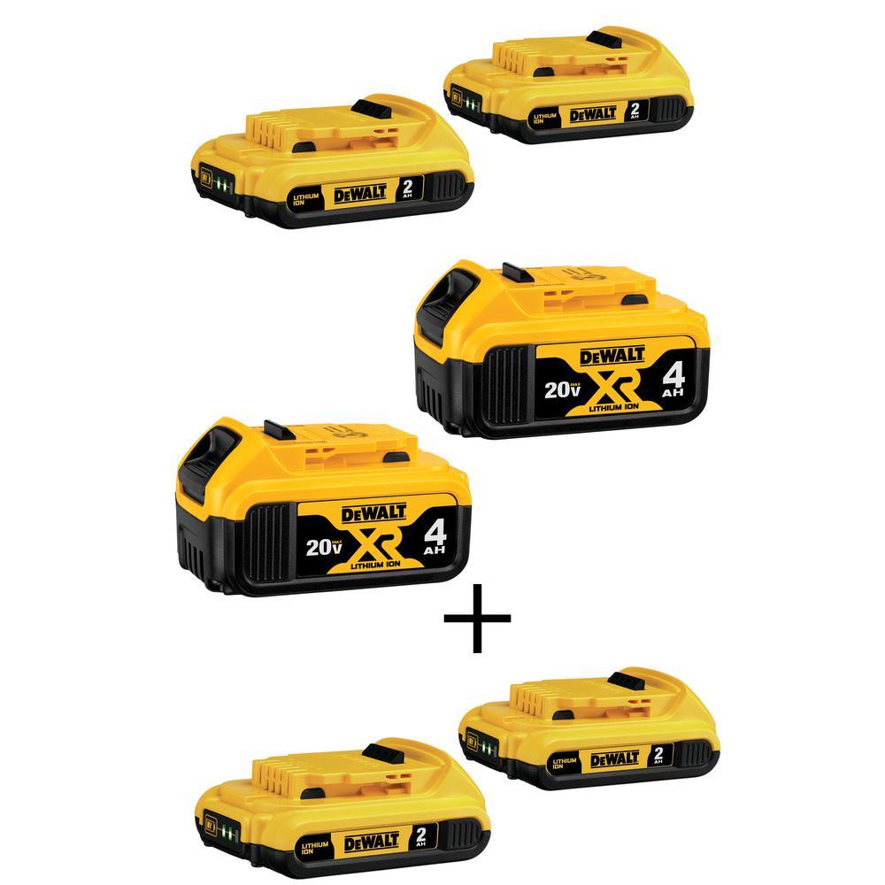 20-Volt MAX Lithium-Ion Battery Pack (4-Pack) with Bonus 20-Volt MAX Lithium-Ion Compact Battery Pack 2.0 Ah (2-Pack) - Super Arbor