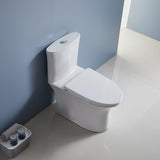 12 in. Rough-In 1-piece 1.1/ 1.6 GPF Dual Flush Elongated Siphonic Jet Toilet in White, Seat Included - Super Arbor