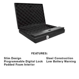 Portable Quick Access Gun Safety Box with Electronic Lock, Override Key and Tether Cable