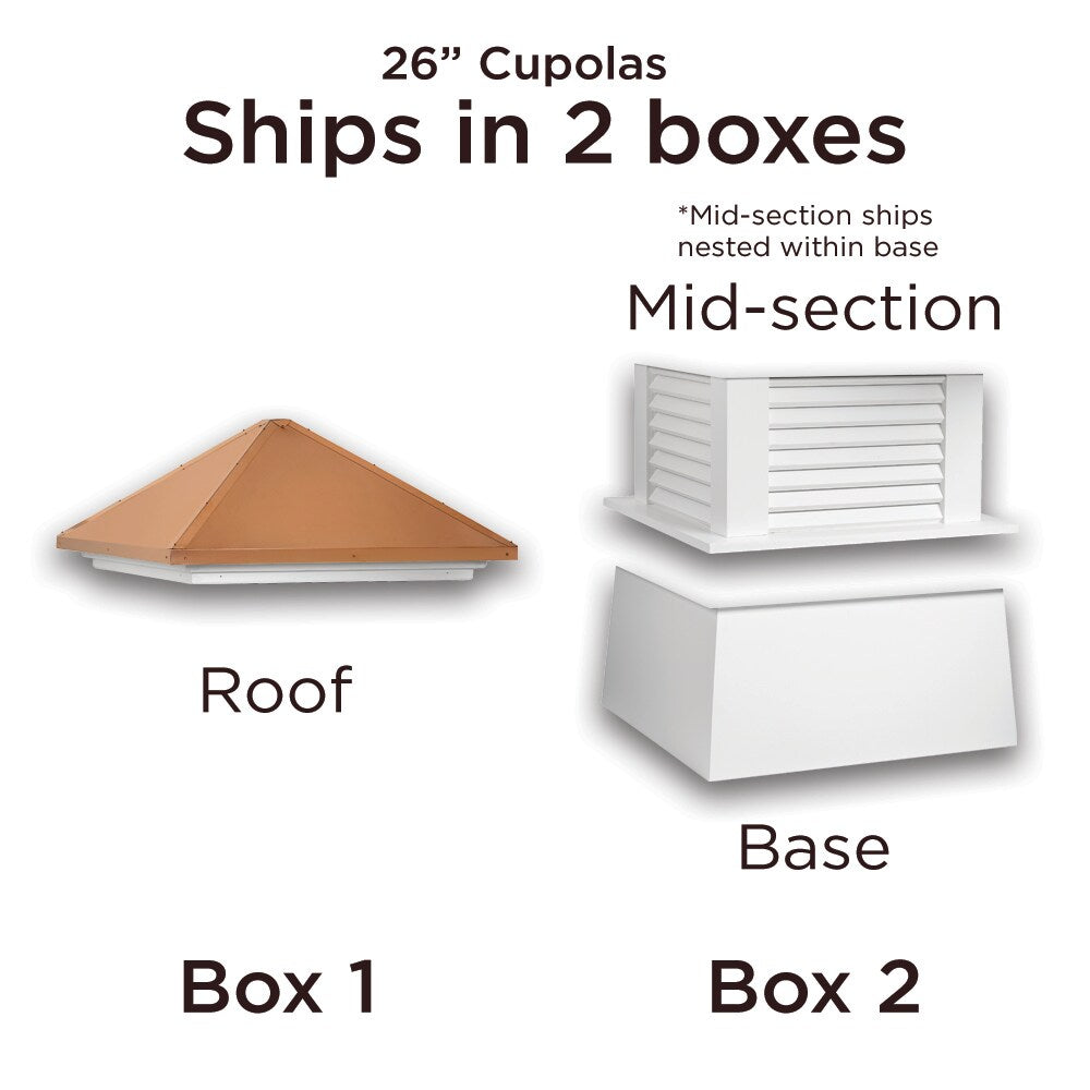 Good Directions Manchester Cupola with Copper Eagle Weathervane, 26-in x 58-in, White Vinyl with 24-Gauge Copper Roof