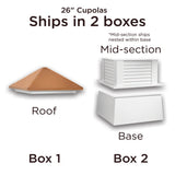 Good Directions Manchester Cupola with Copper Eagle Weathervane, 26-in x 58-in, White Vinyl with 24-Gauge Copper Roof