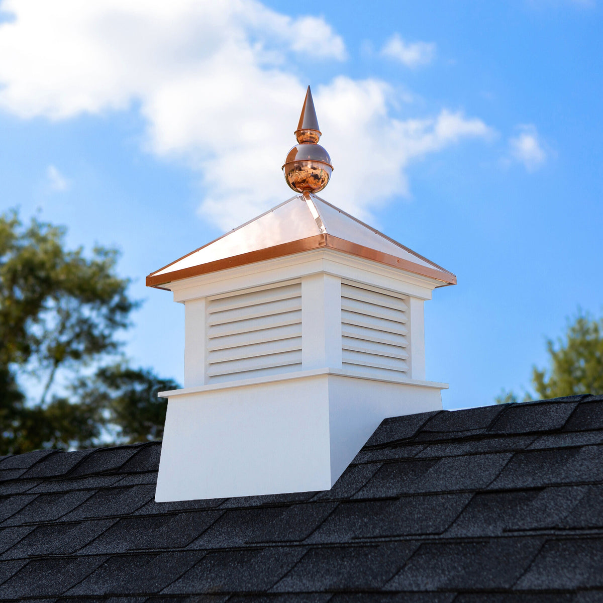 Good Directions Manchester Cupola with Copper Finial, 18-in x 24-in White Vinyl Cupola with 24-Gauge Copper Roof