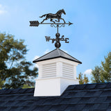 Good Directions Manchester 18-in x 46-in Vinyl Cupola with Black Aluminum Roof and Black Horse Weathervane