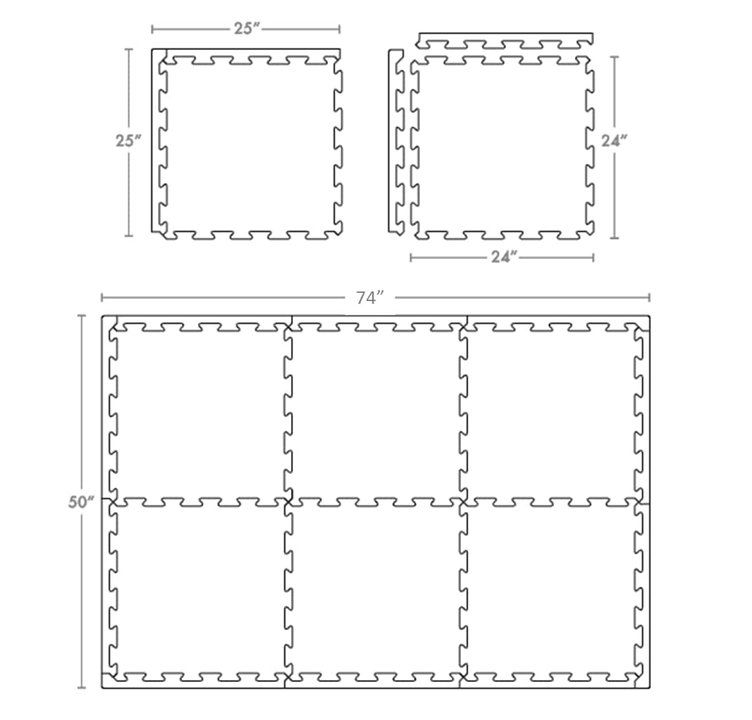 Courage GymFloor 24-in W x 24-in L x 0.315-in T Interlocking Rubber Gym Floor Tile (25.7-sq ft) (6-Pack)