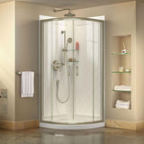 Prime 36 in. x 76-3/4 in. Semi-Frameless Corner Sliding Shower Enclosure in Brushed Nickel with Base and Backwalls