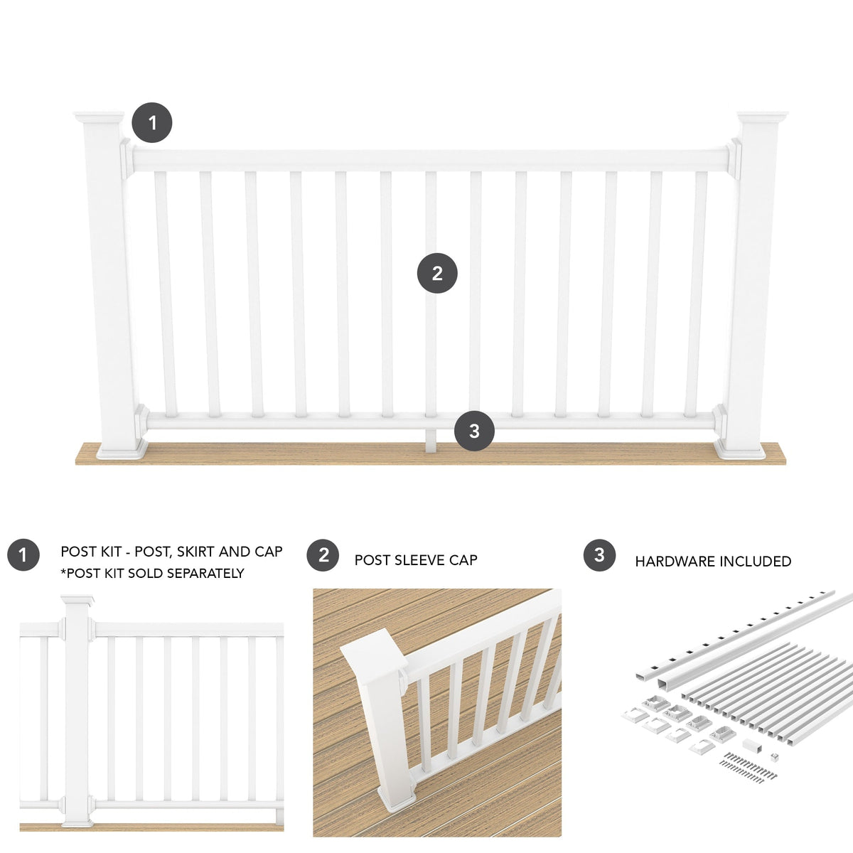 Deckorators Grab and Go White Composite Deck Rail Kit
