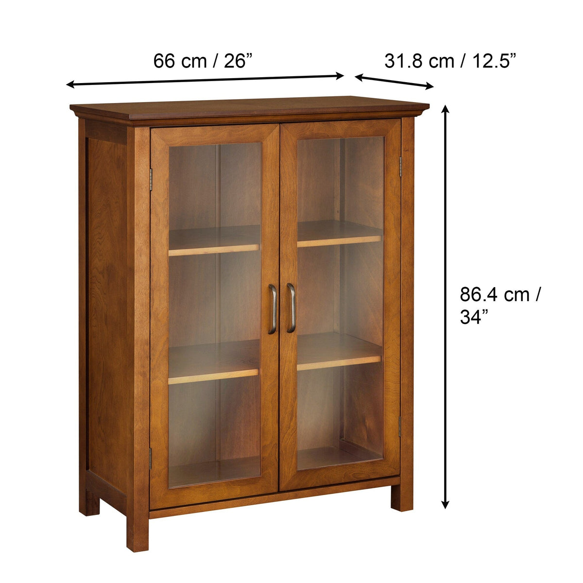 Teamson Home Avery 26-in x 34-in x 12.5-in Oil Oak Finish Freestanding Linen Cabinet