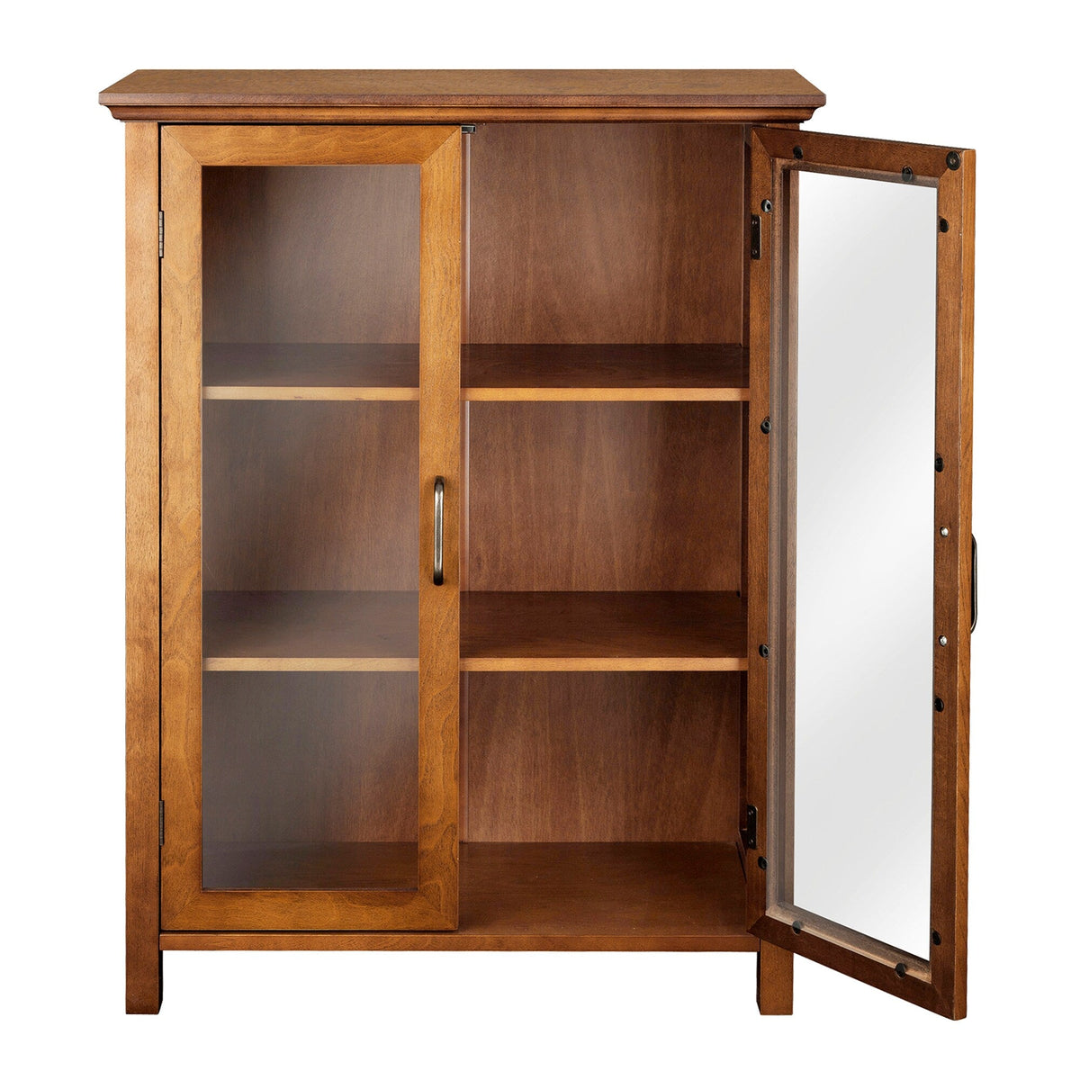 Teamson Home Avery 26-in x 34-in x 12.5-in Oil Oak Finish Freestanding Linen Cabinet