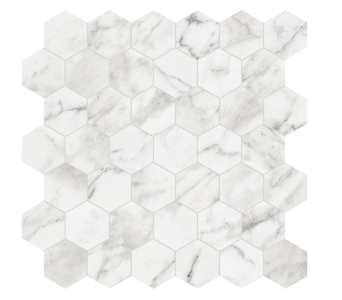 Satori Bianco Palazzo 12-in x 12-in Polished Porcelain Marble Look Hexagon Mosaic Floor and Wall Tile (0.97-sq. ft/ Piece)