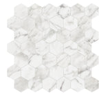 Satori Bianco Palazzo 12-in x 12-in Polished Porcelain Marble Look Hexagon Mosaic Floor and Wall Tile (0.97-sq. ft/ Piece)
