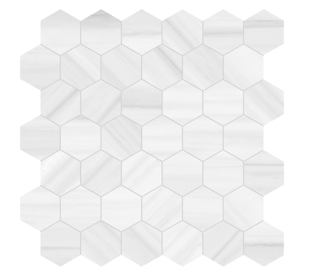 Satori Zebrino Ash 12-in x 12-in Polished Porcelain Marble Look Hexagon Mosaic Floor and Wall Tile (0.97-sq. ft/ Piece)