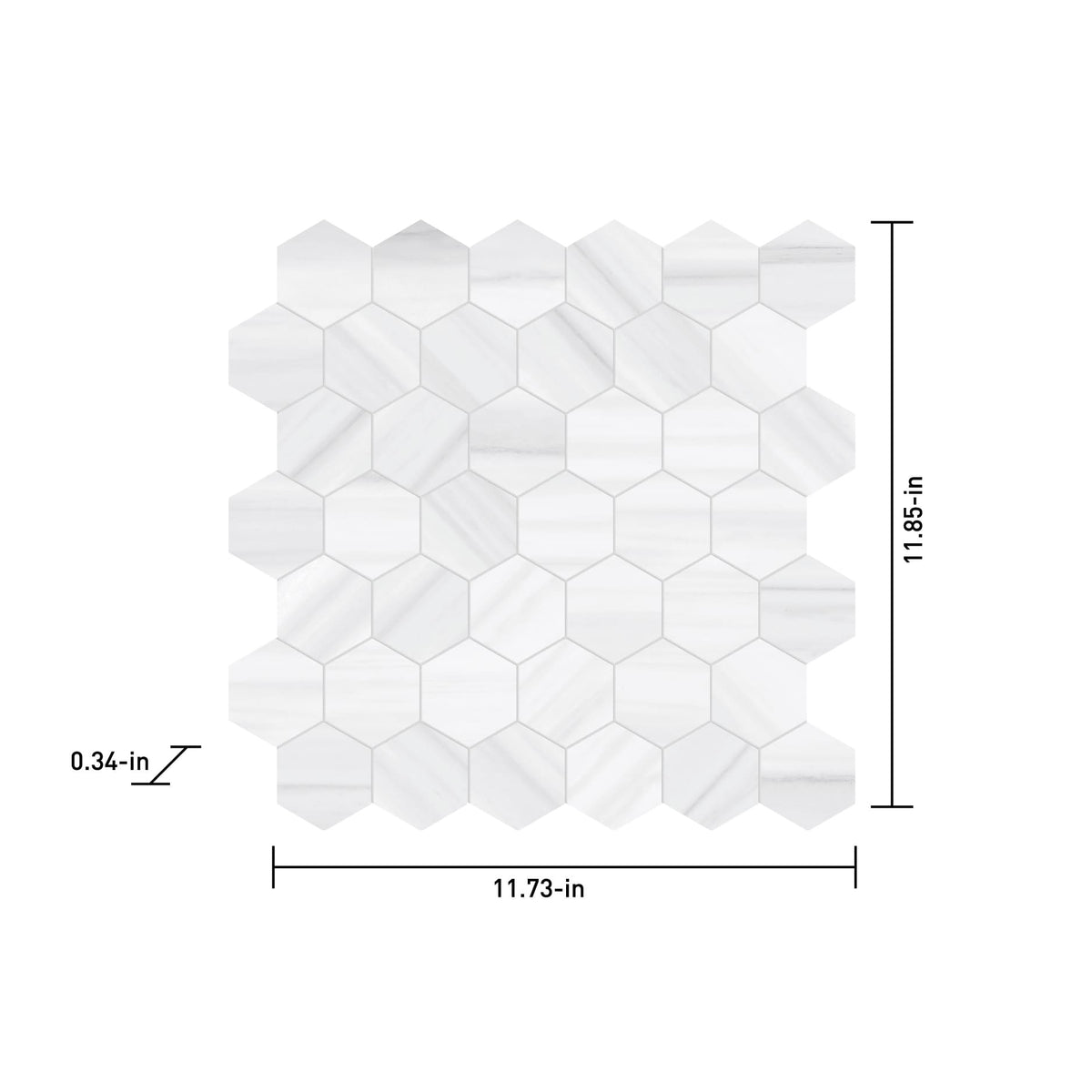 Satori Zebrino Ash 12-in x 12-in Polished Porcelain Marble Look Hexagon Mosaic Floor and Wall Tile (0.97-sq. ft/ Piece)