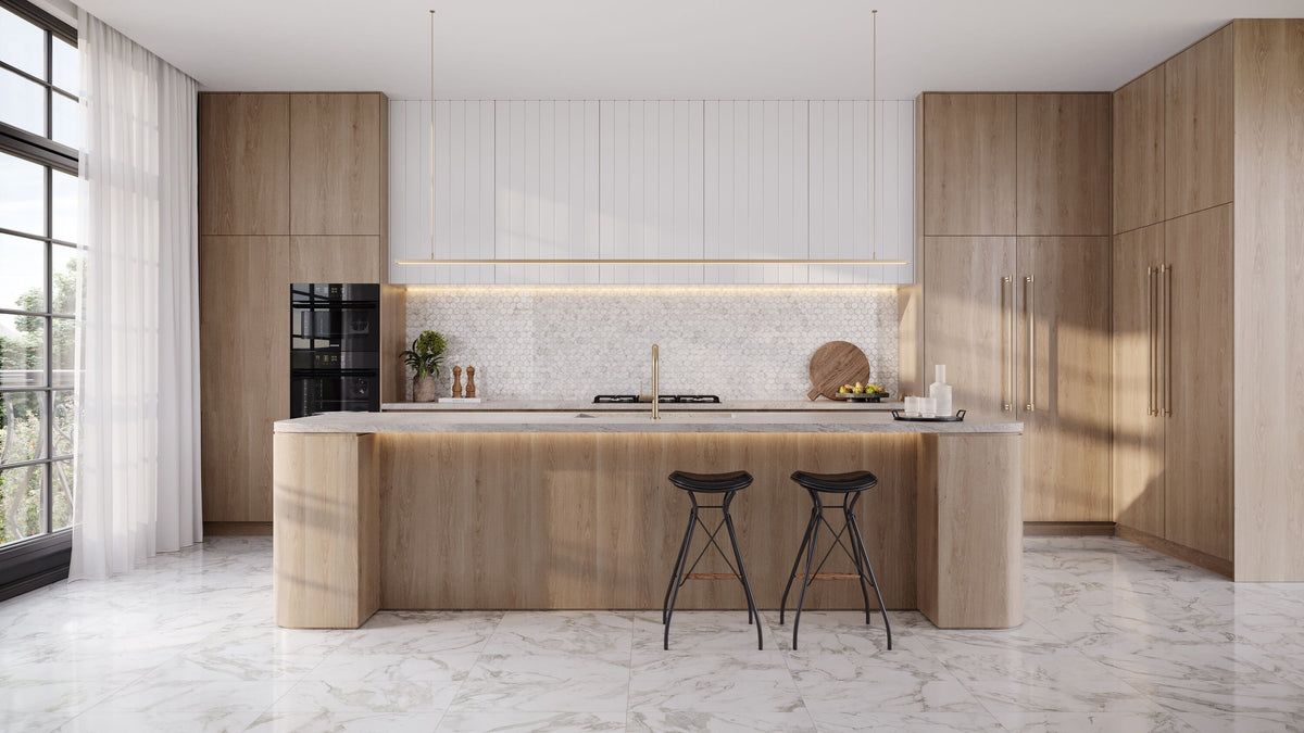 Satori Bianco Palazzo 12-in x 12-in Polished Porcelain Marble Look Hexagon Mosaic Floor and Wall Tile (0.97-sq. ft/ Piece)