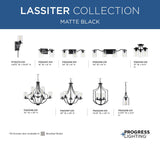 Progress Lighting Lassiter 3-Light Brushed Nickel Traditional Clear Glass Cylinder Medium Hanging Pendant Light