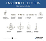 Progress Lighting Lassiter 3-Light Brushed Nickel Traditional Clear Glass Cylinder Medium Hanging Pendant Light