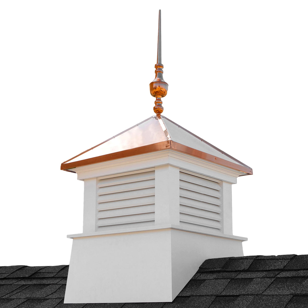 Good Directions Manchester Cupola with Copper Finial, 30-in W x 67-in H, White PVC-Vinyl with 24-Ga Copper Roof