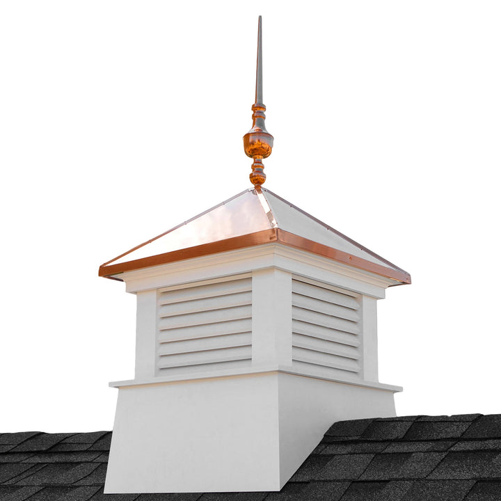 Good Directions Manchester Cupola with Copper Finial, 30-in W x 67-in H, White PVC-Vinyl with 24-Ga Copper Roof
