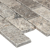 Satori Silver Crescent 12-in x 12-in Tumbled Natural Stone Travertine Brick Subway Wall Tile