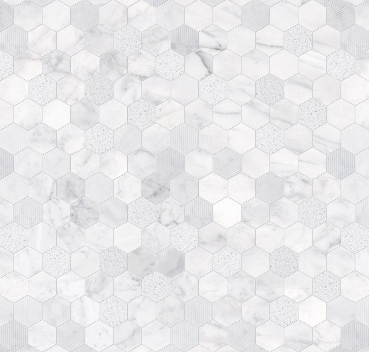 Satori Carrara 12-in x 12-in Multi-finish Natural Stone Look Hexagon Mosaic Floor and Wall Tile (0.96-sq. ft/ Piece)