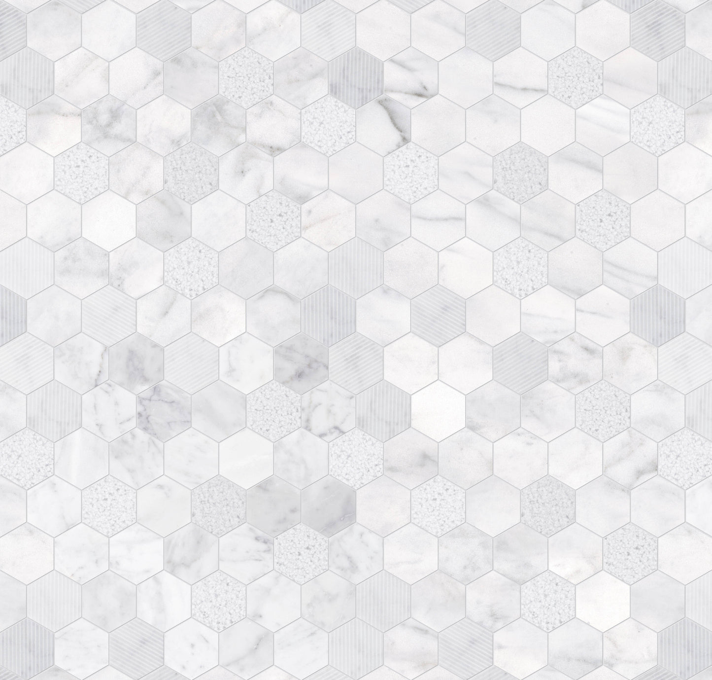 Satori Carrara 12-in x 12-in Multi-finish Natural Stone Look Hexagon Mosaic Floor and Wall Tile (0.96-sq. ft/ Piece)