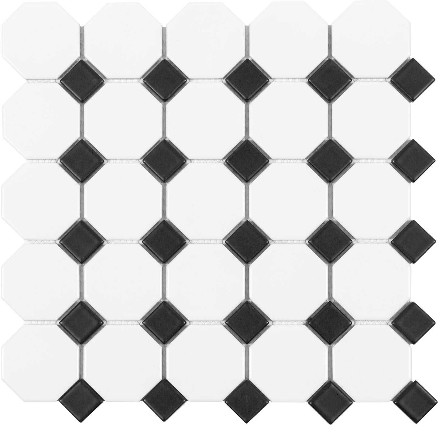 Satori Hudson Brilliant White and Black 12-in x 12-in Matte Porcelain Mosaic Floor and Wall Tile (0.91-sq. ft/ Piece)