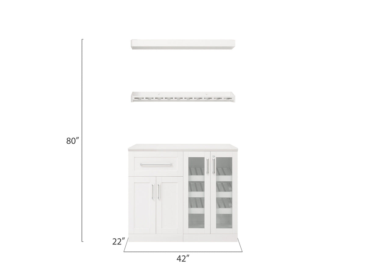 NewAge Products Home Bar 63-in x 85-in White Rectangle Bar Cabinet