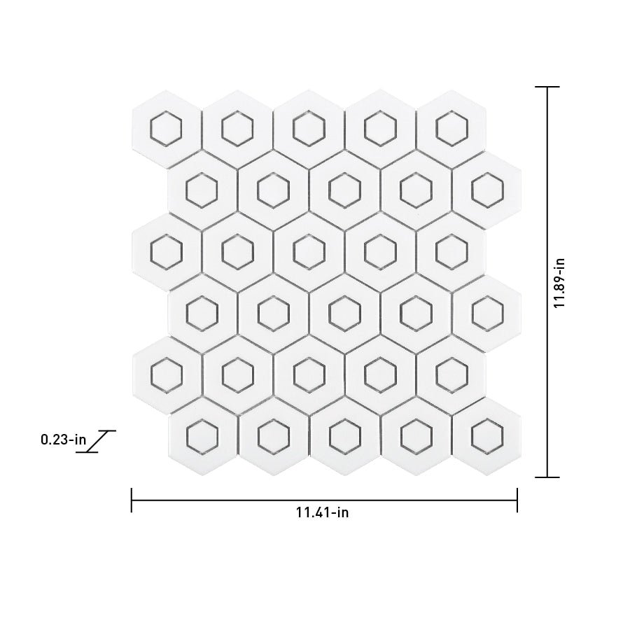 Satori Hudson Brilliant White 12-in x 12-in Matte Porcelain Hexagon Mosaic Floor and Wall Tile (0.94-sq. ft/ Piece)