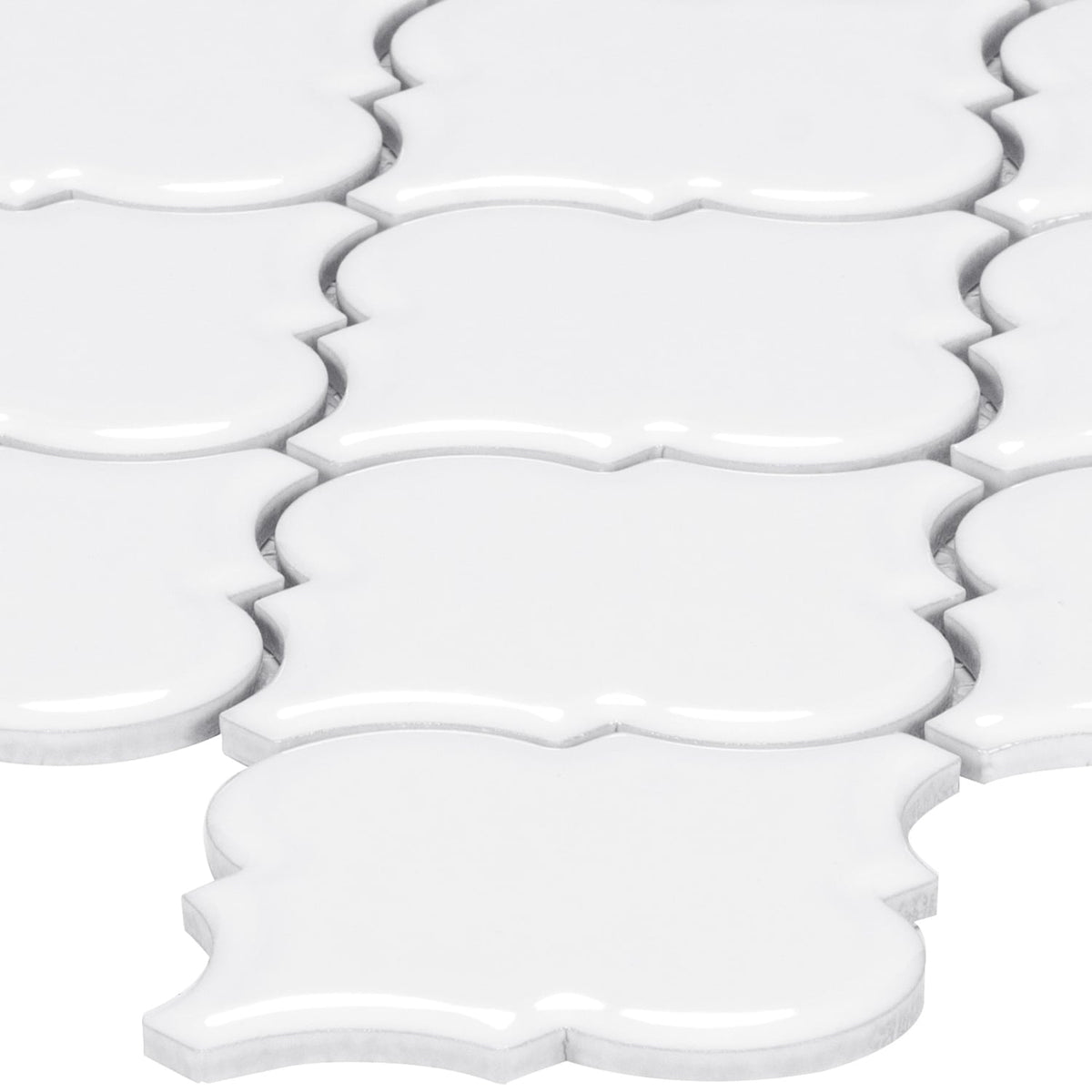 Satori Hudson Brilliant White 11-in x 13-in Glossy Porcelain Arabesque Mosaic Wall Tile (0.98-sq. ft/ Piece)