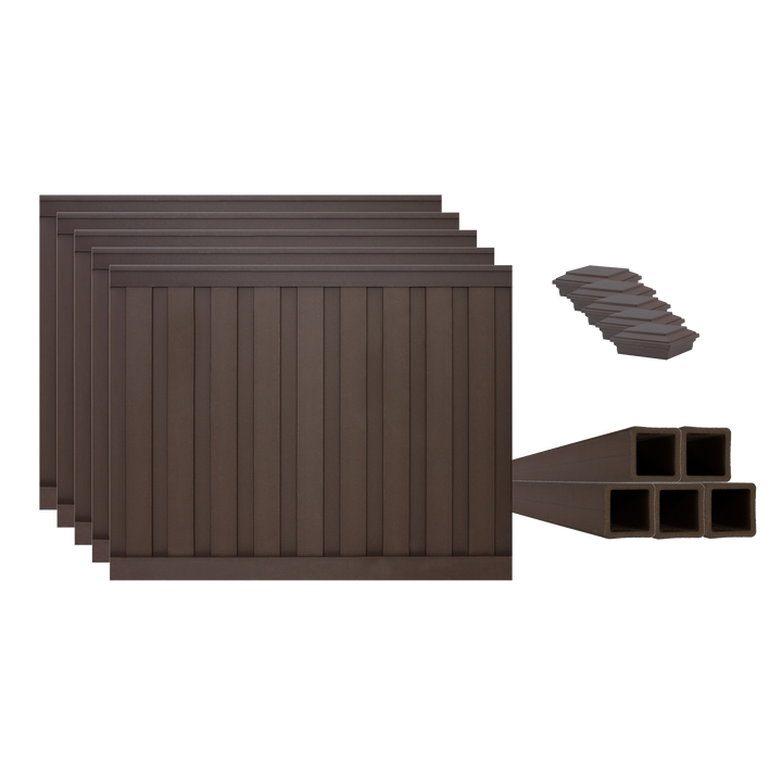 Trex Fencing 8-ft H x 8-ft W 5-Pack Woodland Brown Board-on-board Privacy Composite Fence Panel
