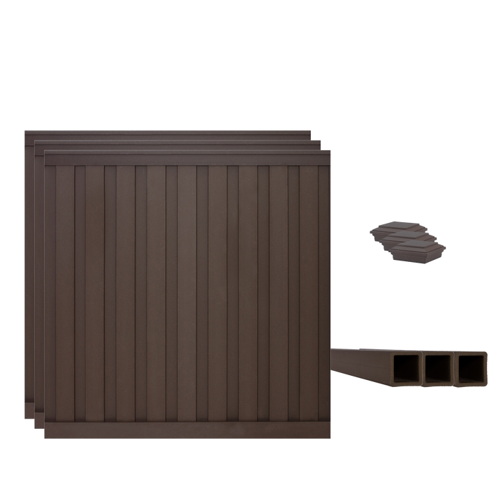 Trex Fencing 8-ft H x 8-ft W 3-Pack Woodland Brown Board-on-board Privacy Composite Fence Panel