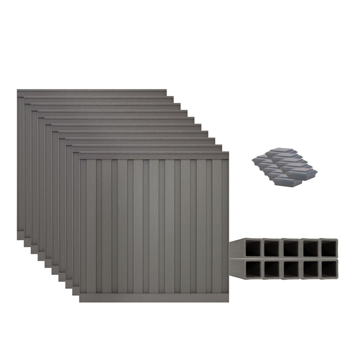 Trex Fencing 8-ft H x 8-ft W 10-Pack Winchester Grey Board-on-board Privacy Composite Fence Panel