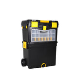 9-1/2 in. and 12-3/4 in. D (2-Tiered) Storage Toolbox with Foldable Auto-Locking Handle in Black - Super Arbor