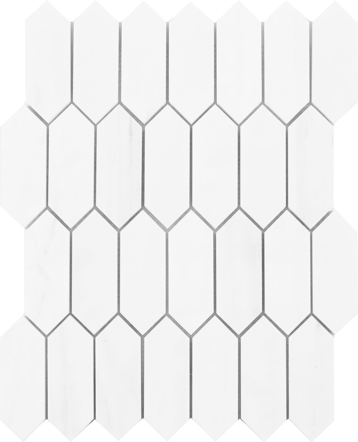Satori Bianco Dolomite Picket 10-in x 13-in Polished Natural Stone Marble Look Arabesque Mosaic Wall Tile (0.96-sq. ft/ Piece)