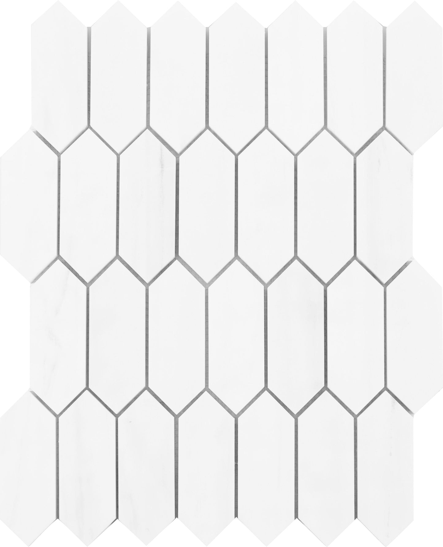 Satori Bianco Dolomite Picket 10-in x 13-in Polished Natural Stone Marble Look Arabesque Mosaic Wall Tile (0.96-sq. ft/ Piece)