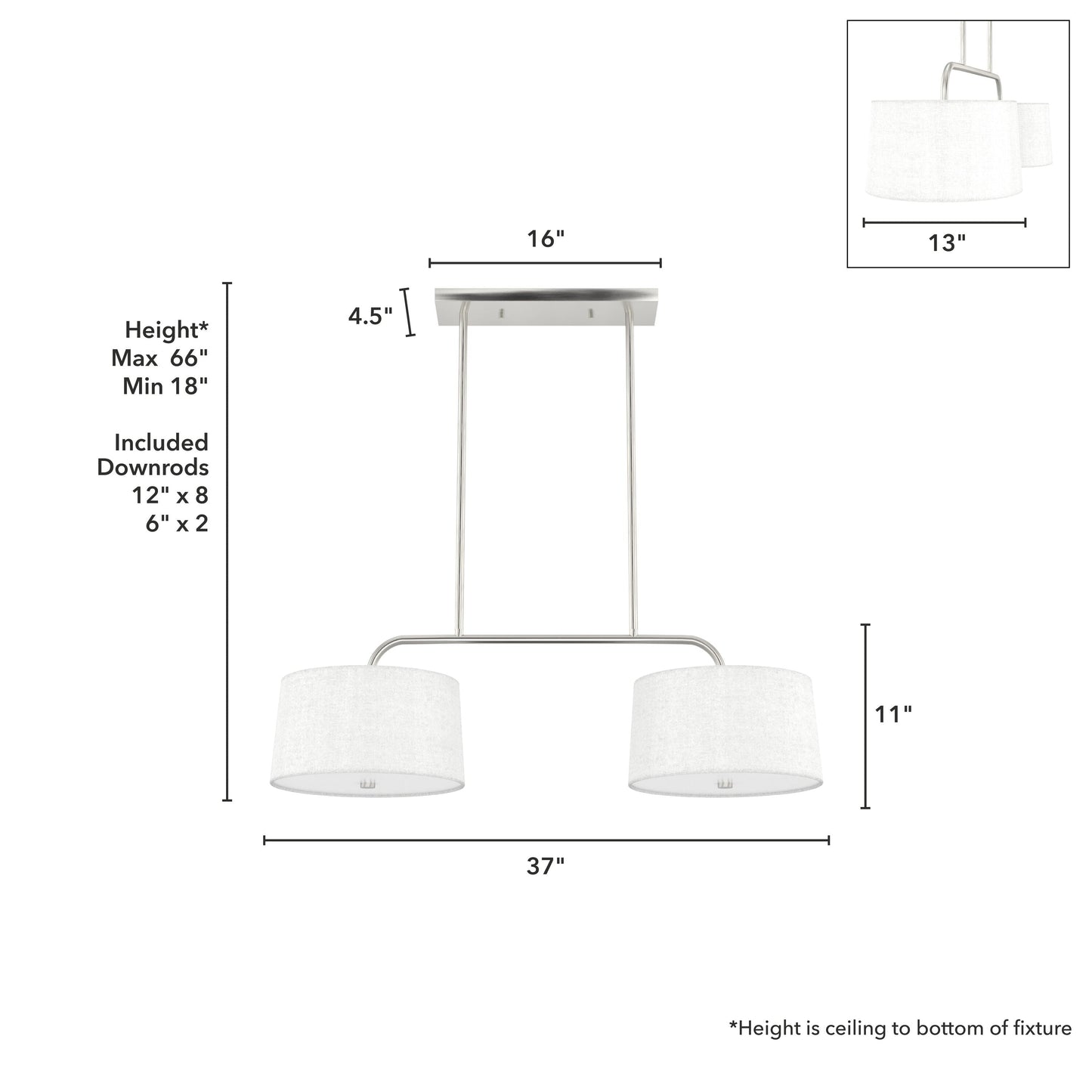 Hunter Cottage Hill 4-Light Brushed Nickel Modern/Contemporary Drum LED Large Hanging Kitchen Island Light