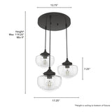 Hunter Saddle Creek 3-Light Noble Bronze Transitional Seeded Glass LED Small Hanging