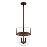 Hunter Karloff 3-Light Textured Rust Transitional Clear Glass Bell LED Medium Hanging Kitchen Island Light